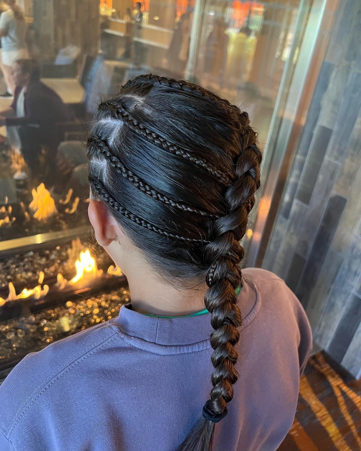 7. Braided Rows into a Single Braid on Dark Brown (Volleyball Hairstyles)