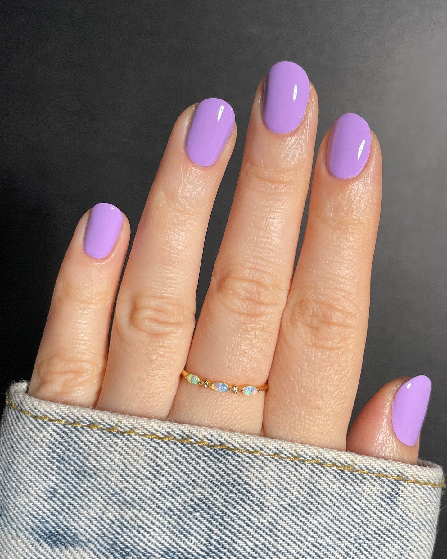 1. Lavender Gloss with Oval Elegance (Solid Nail Color Ideas)