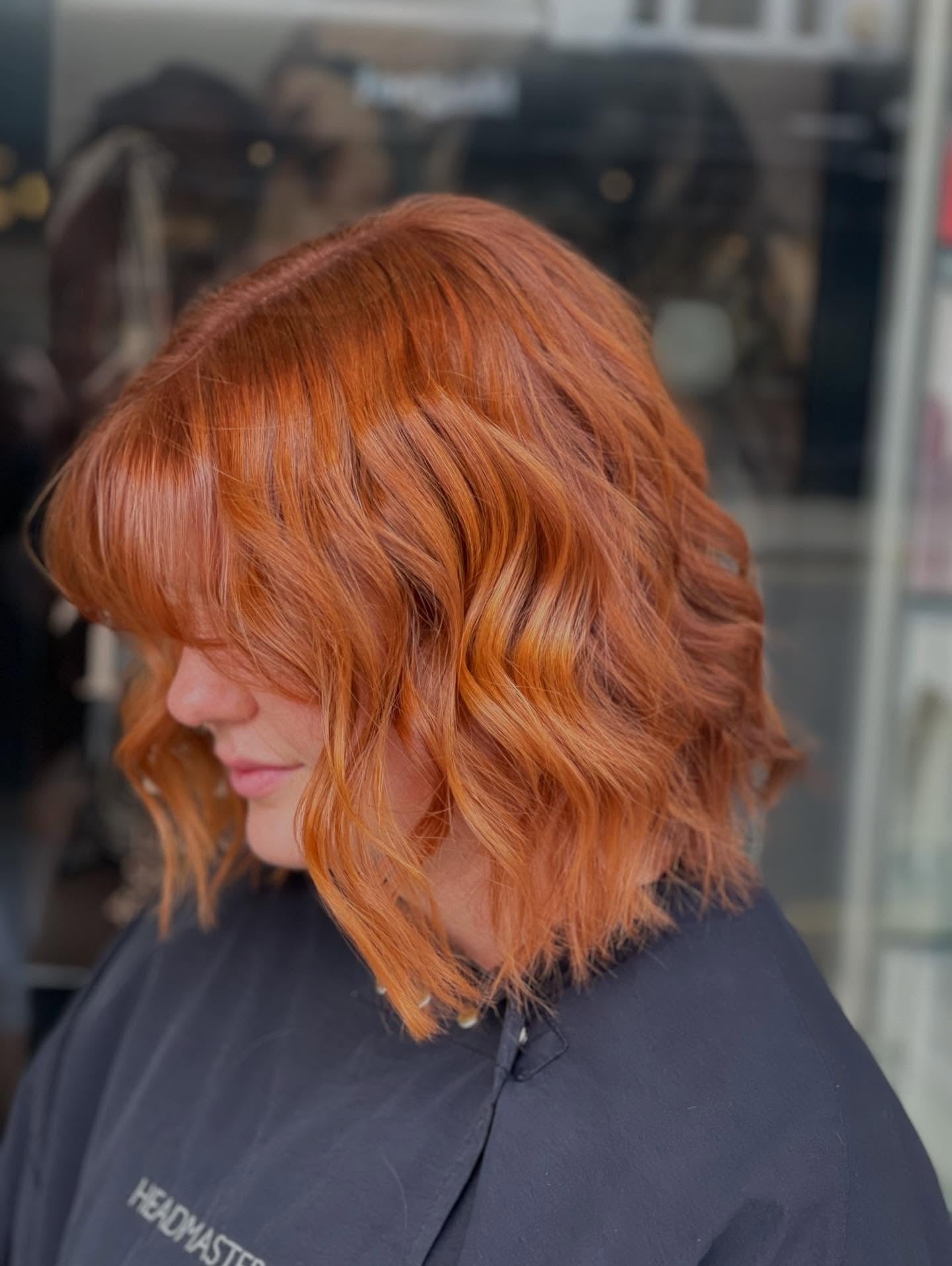 7. Copper Bob with Textured Waves (Autumn Hair Colors)