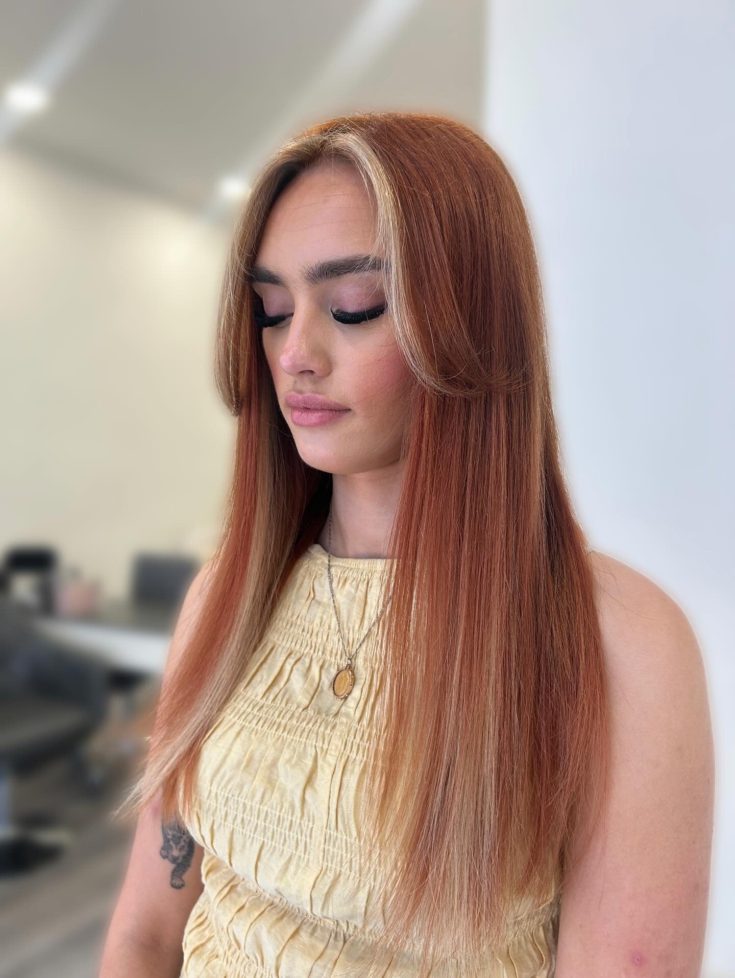 10. Straightened Cinnamon Blonde Blend (Autumn Hair Colors)