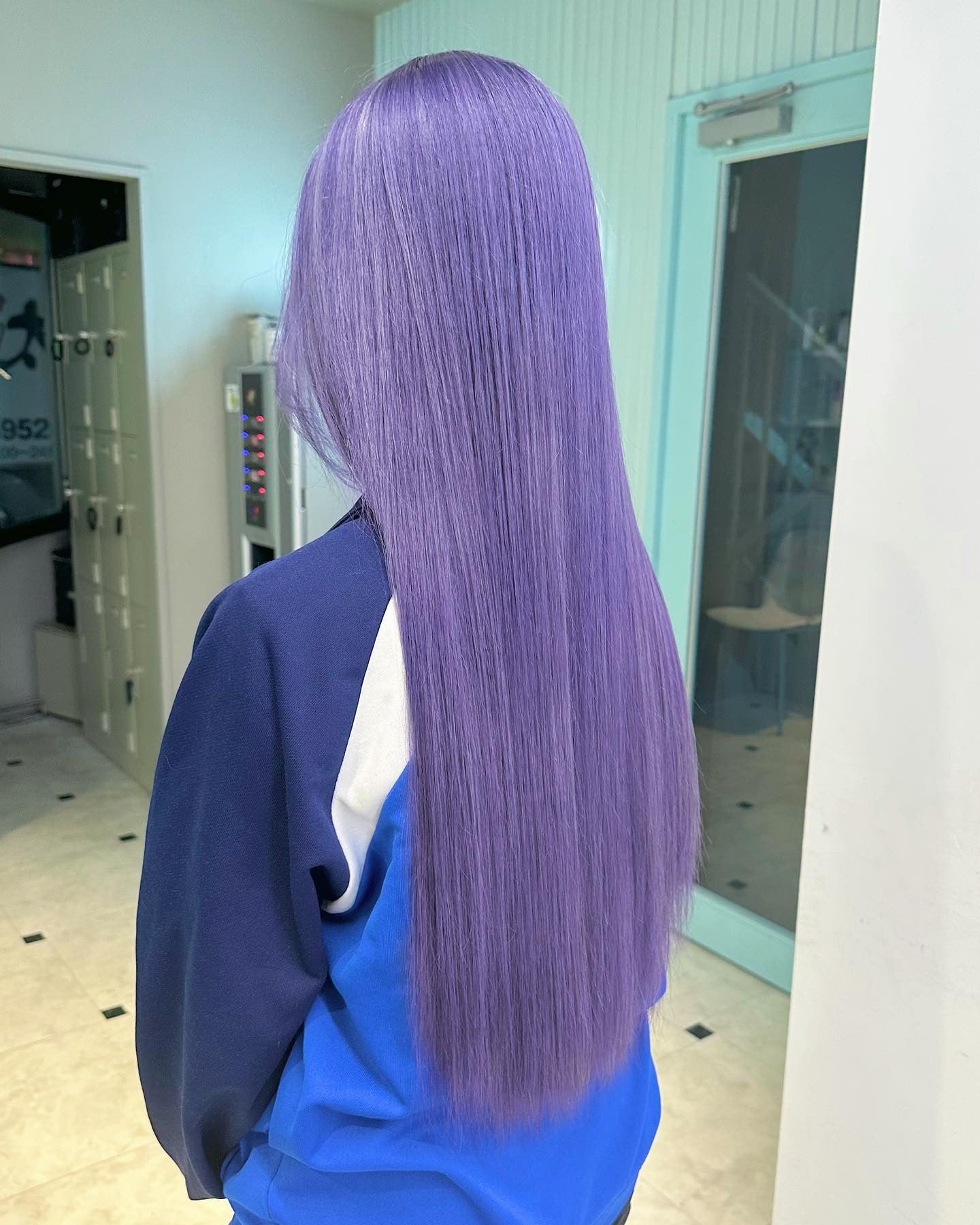 4. Violet Satin Straight (Light Purple Hair Color)