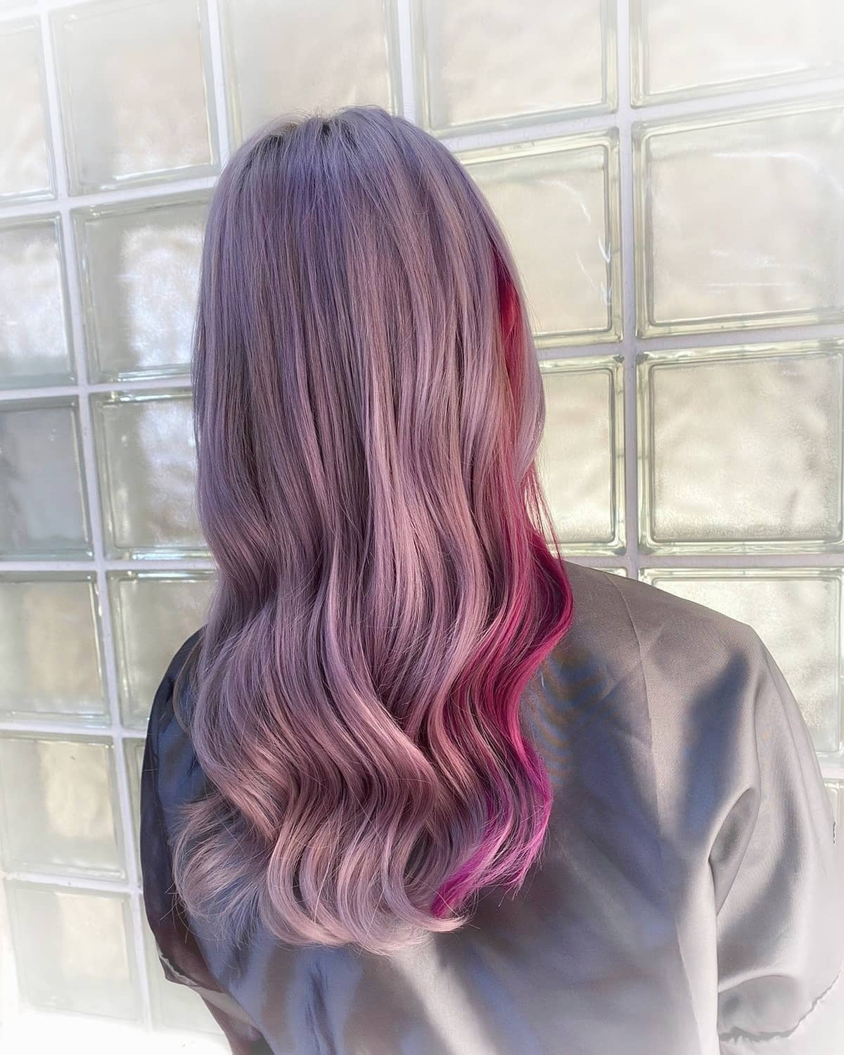 6. Ash Lilac with Magenta Peekaboo (Light Purple Hair Color)