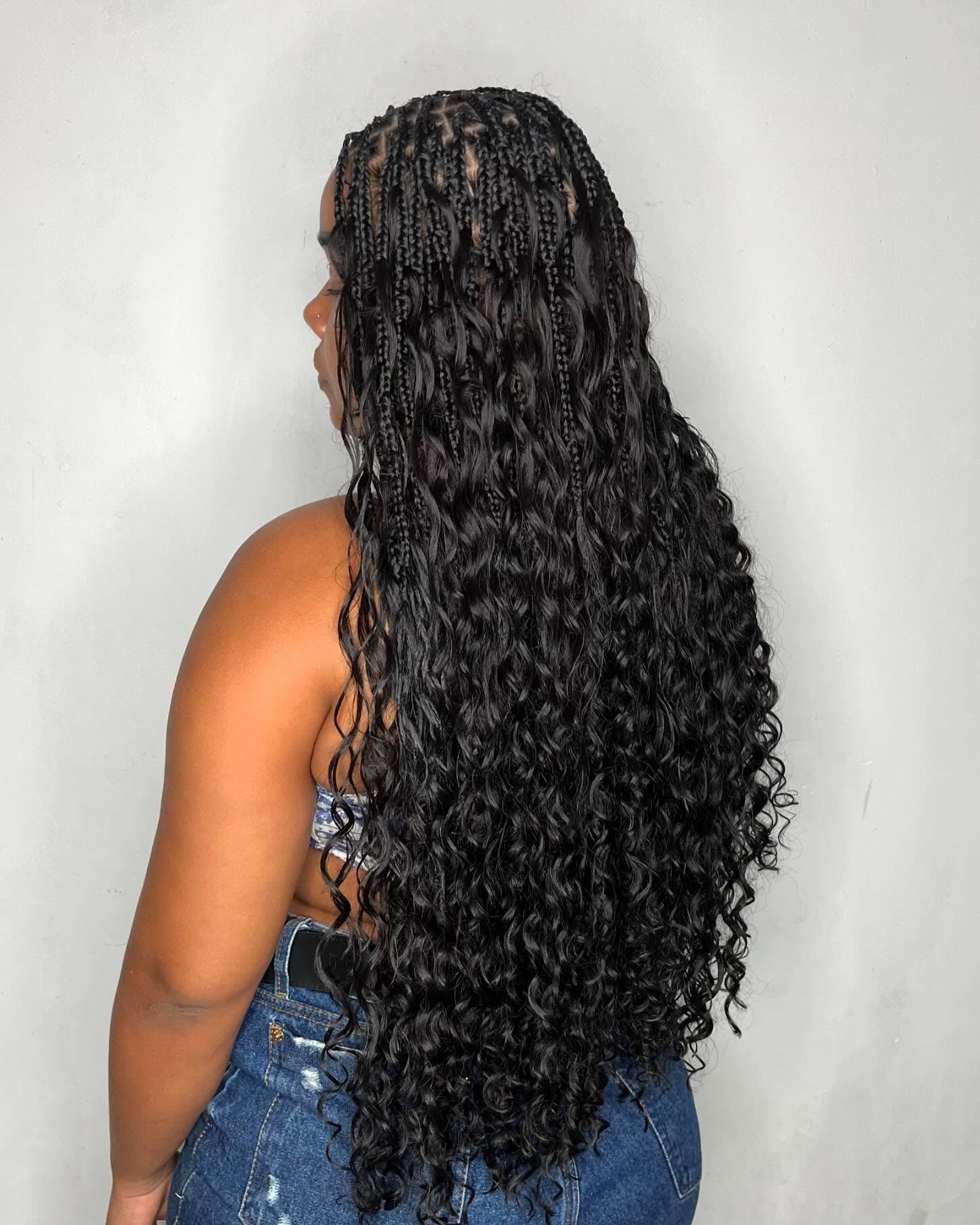 2. Boho Box Braids with Loose Curls (Twist Braid Hairstyles)