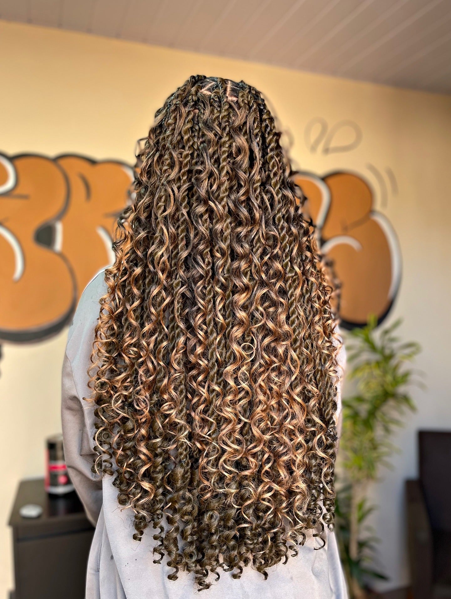 13. Golden Brown Twist Braids with Curly Ends (Twist Braid Hairstyles)