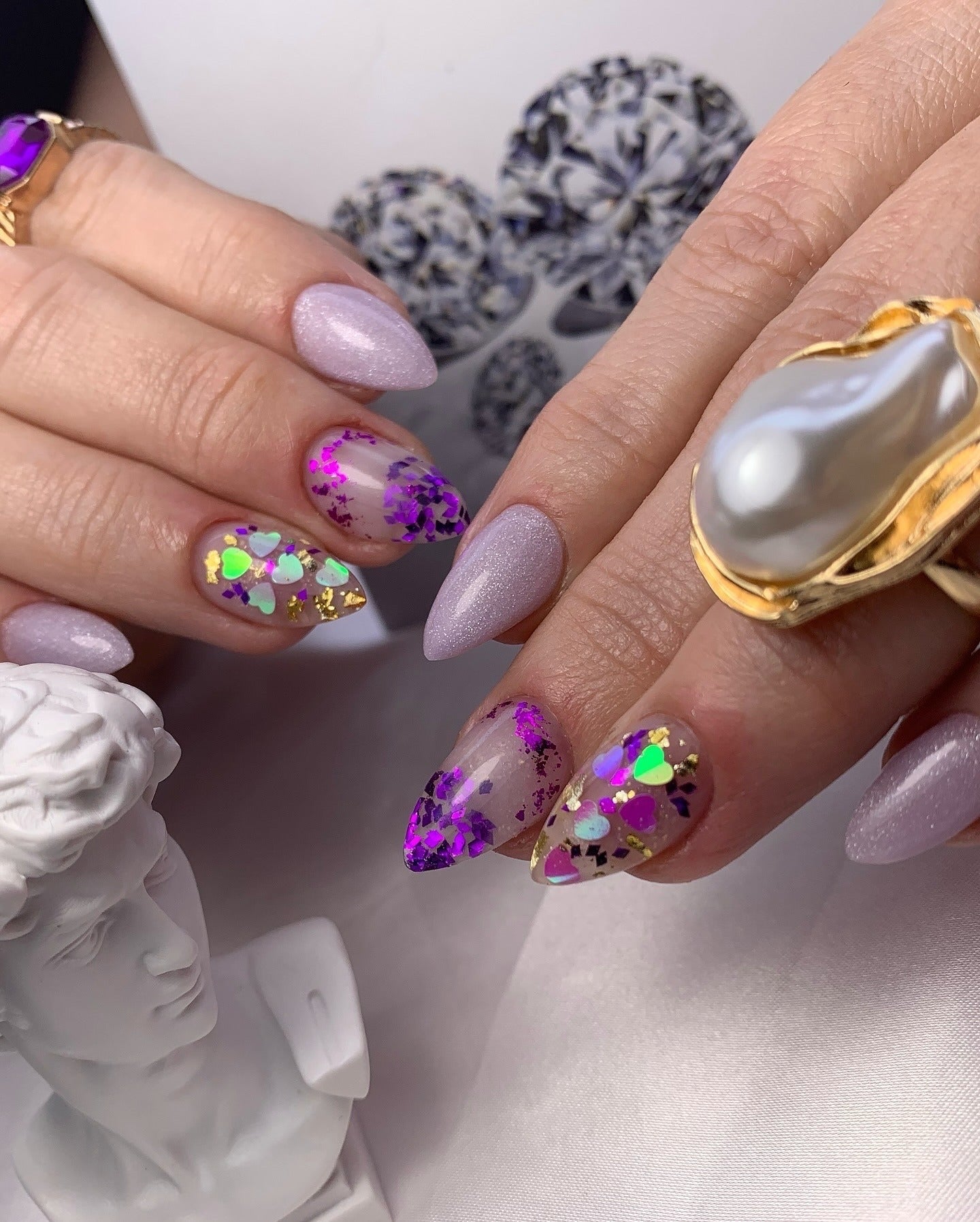 5. Playful Purple Confetti Tips (Purple and Lavender Nail Ideas)