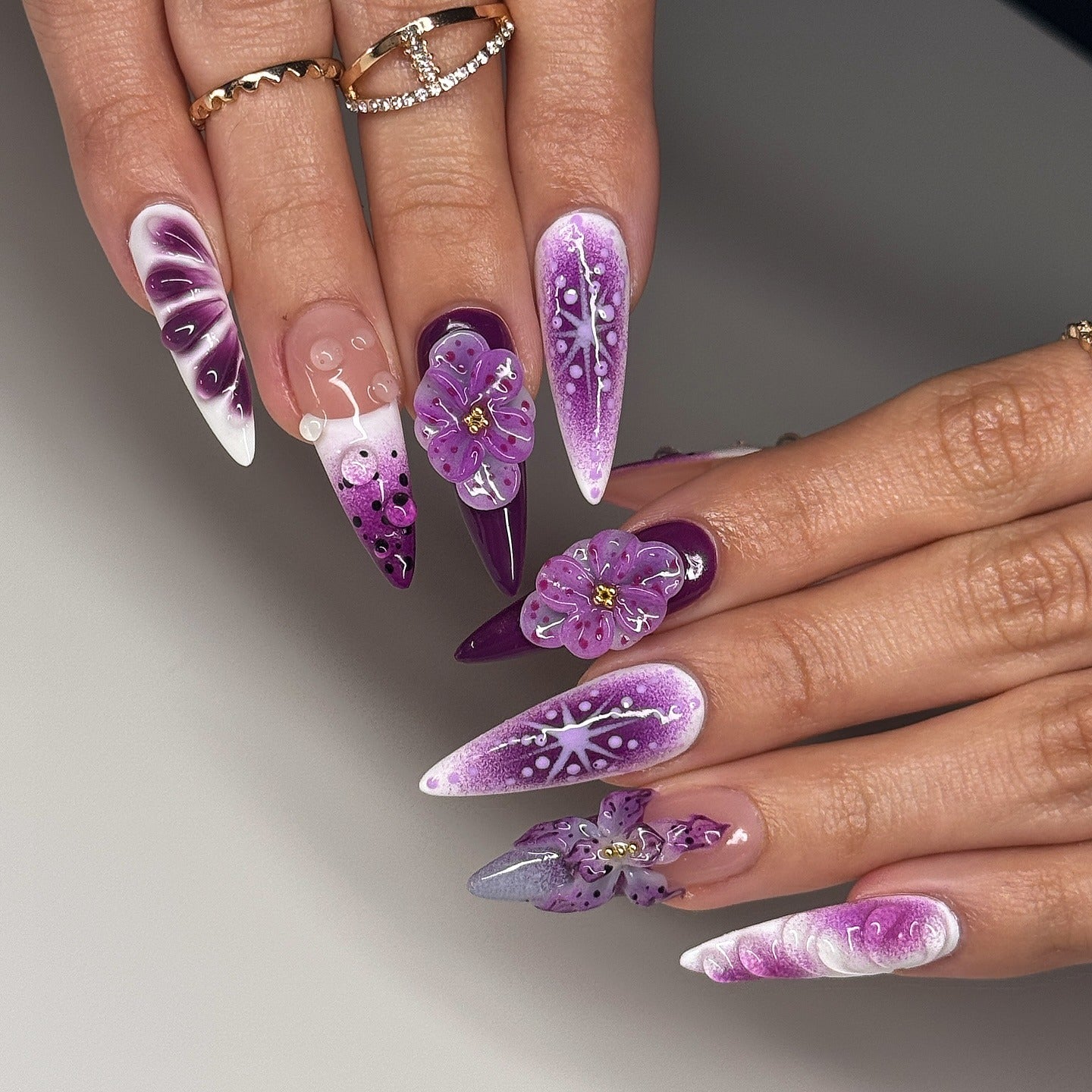 7. Gradient Bloom in Deep Violet (Purple and Lavender Nail Ideas)