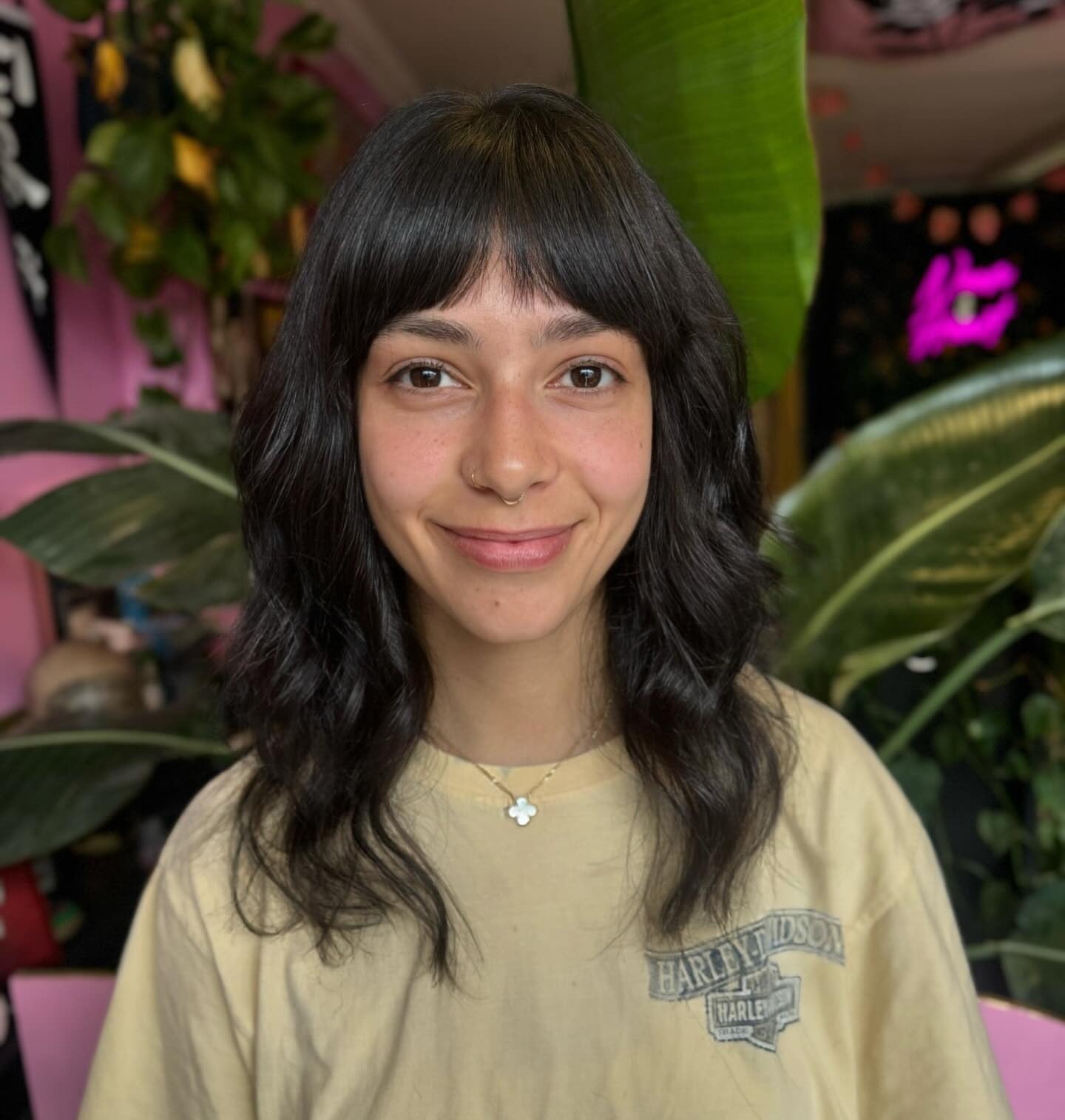 1. Soft Waves with Blunt Micro Bangs (Bangs Hairstyles)