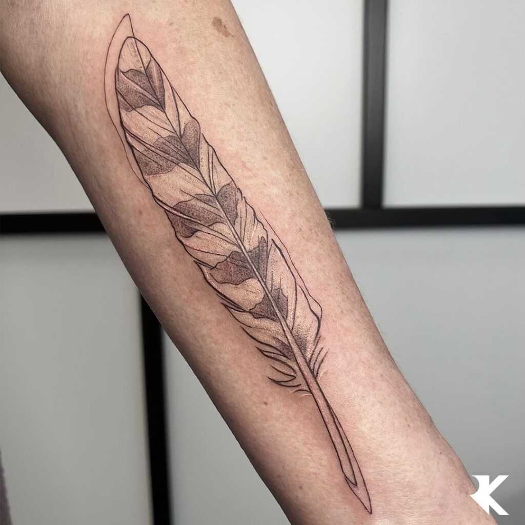 Brown Feather Tattoo
