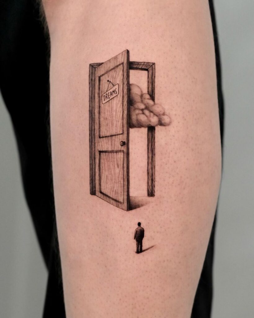 Brown Ink Surrealism Tattoo