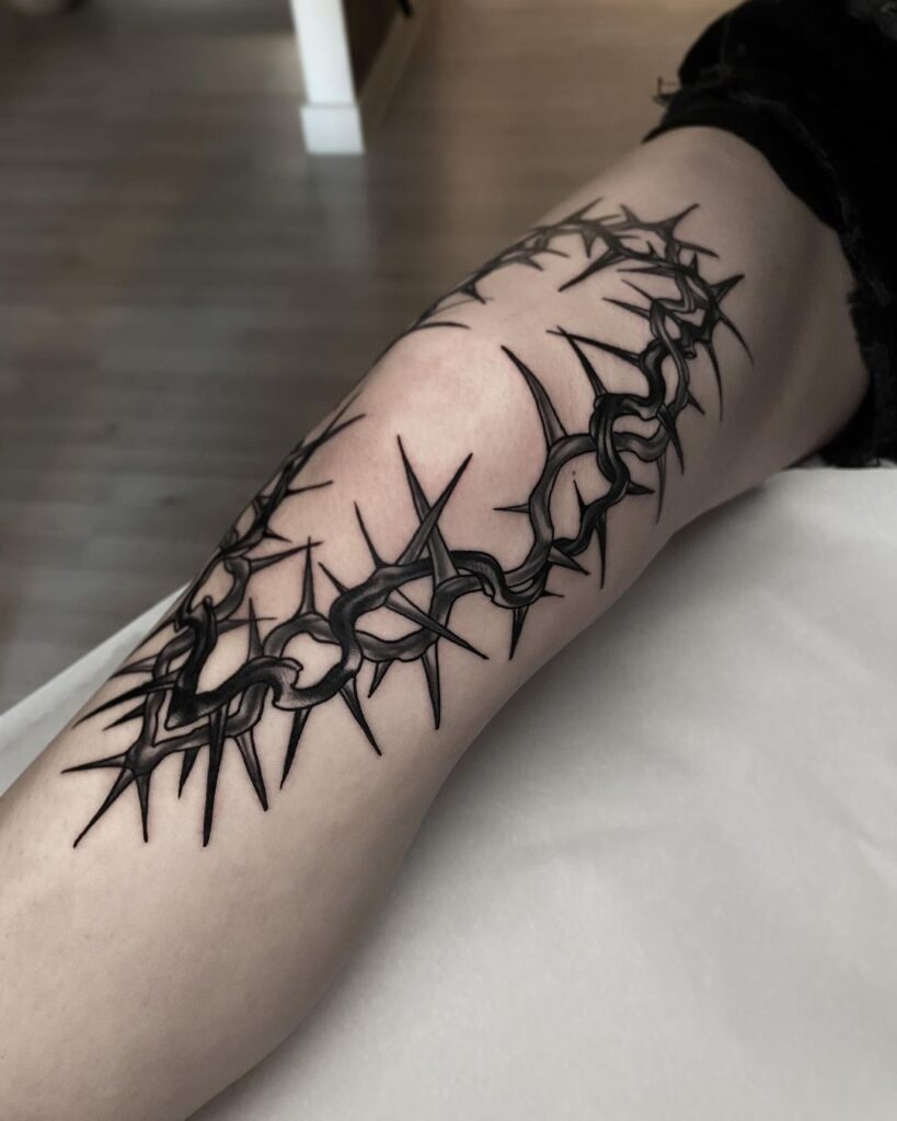 Spiky Thorns Knee Tattoo