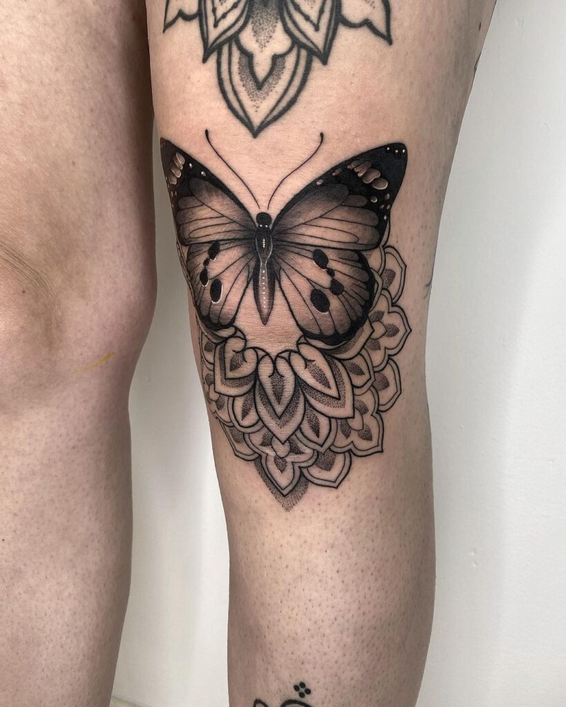Butterfly Knee Tattoo