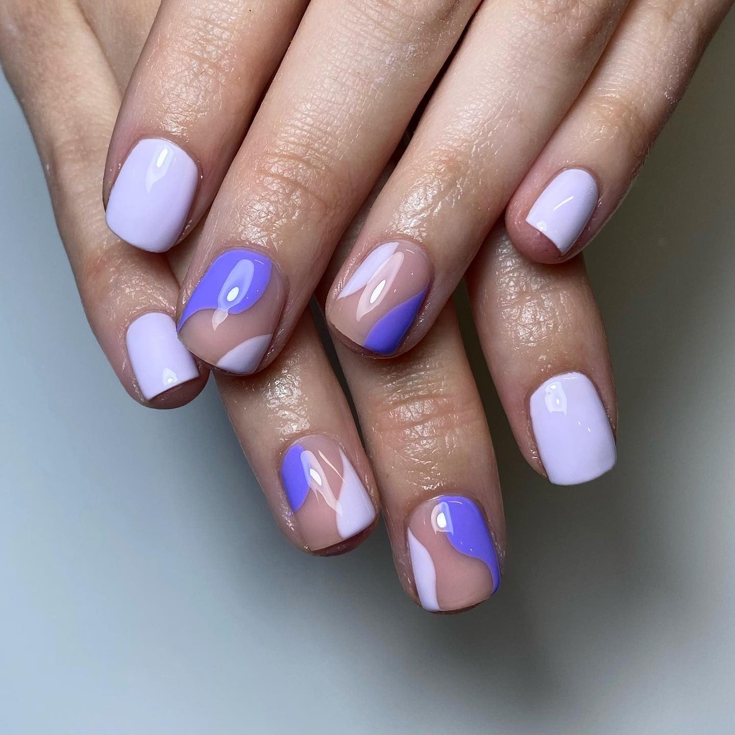 11. Lavender Wave Short Nails (Cute Short Nail Ideas)