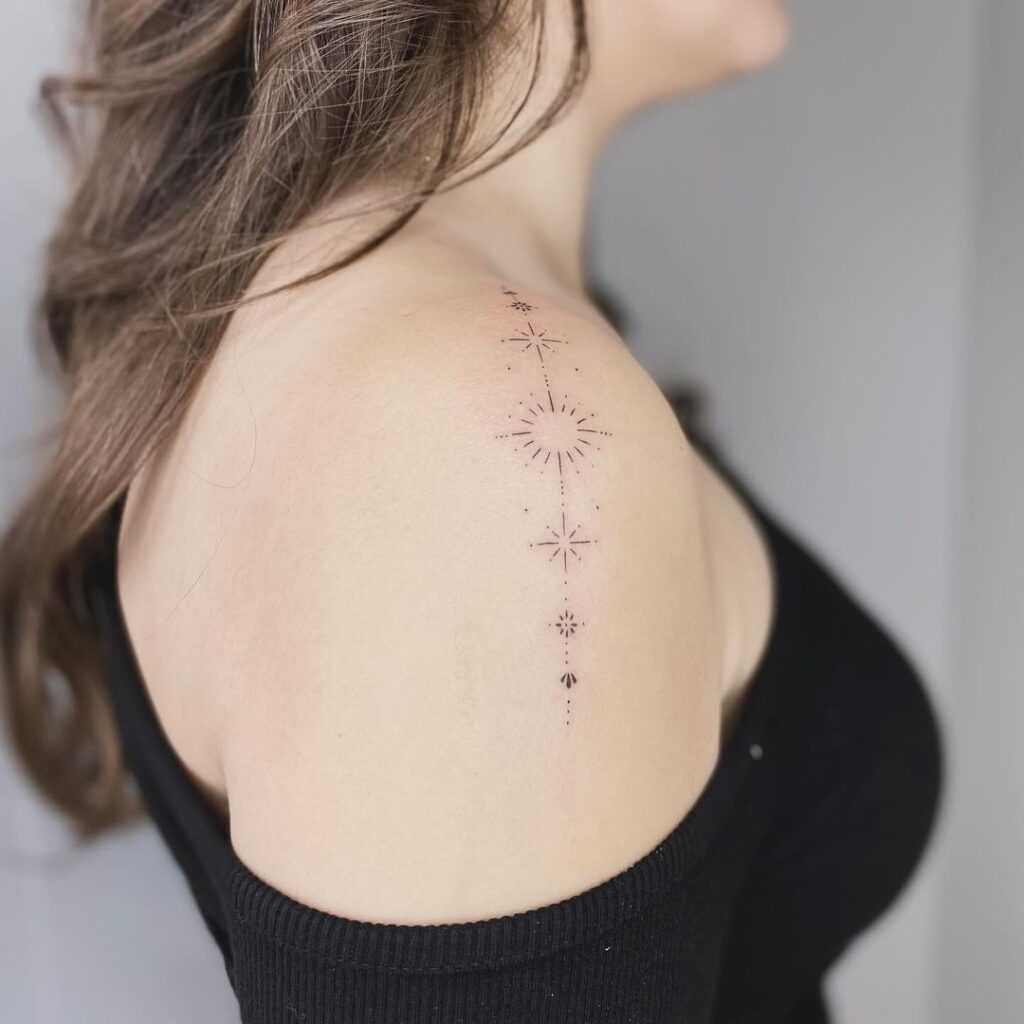 Dainty Ornamental Shoulder Tattoo