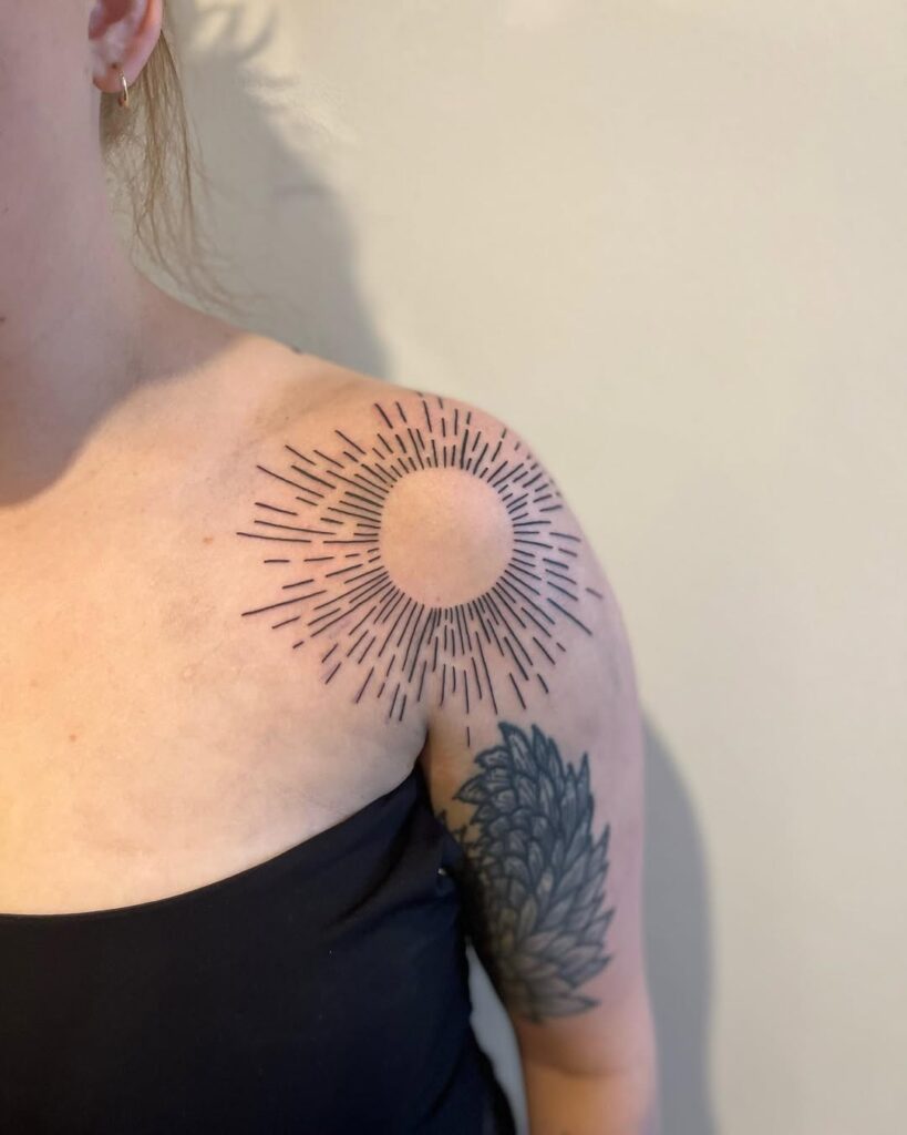 Beautiful Sun Shoulder Tattoo