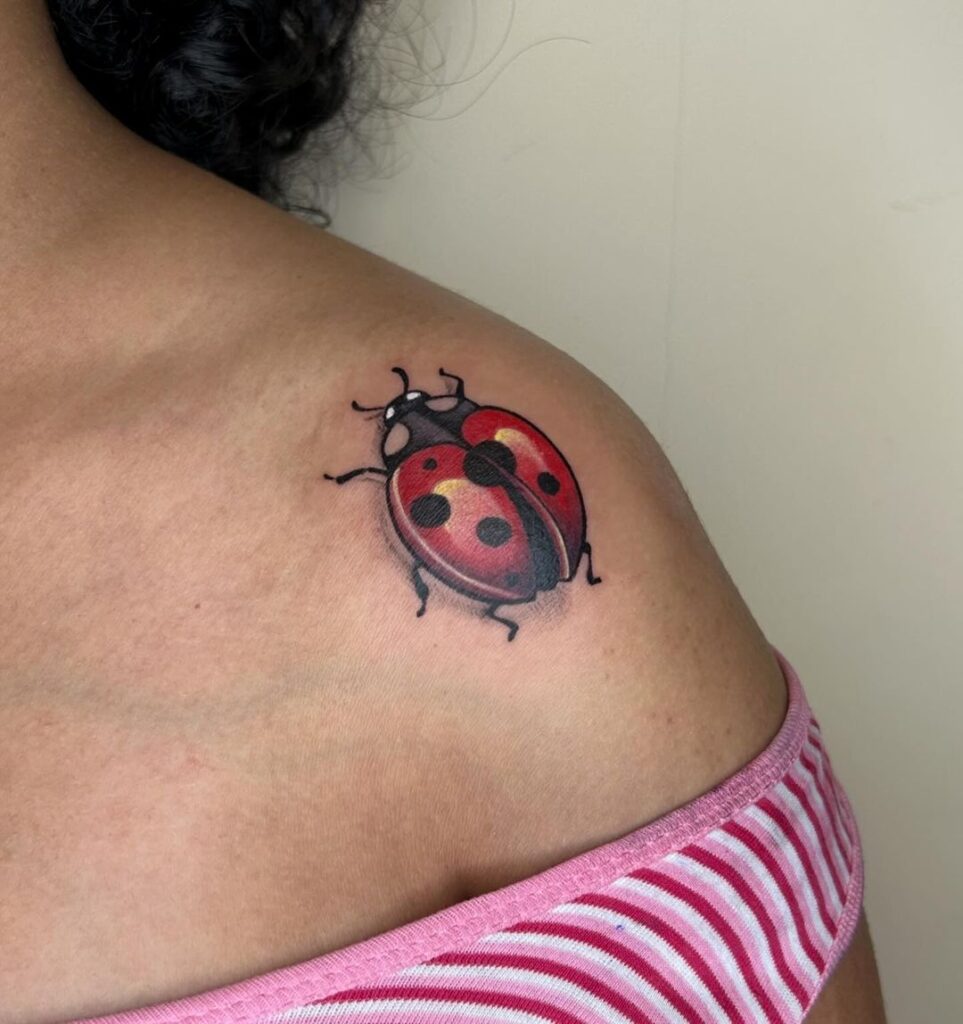Cute Ladybug Shoulder Tattoo