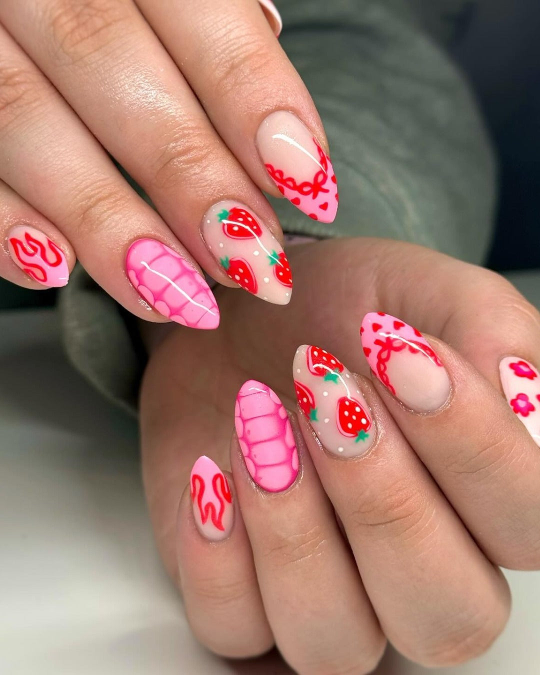 5. Strawberry Pop Dip Nails (Dip Nail Ideas)