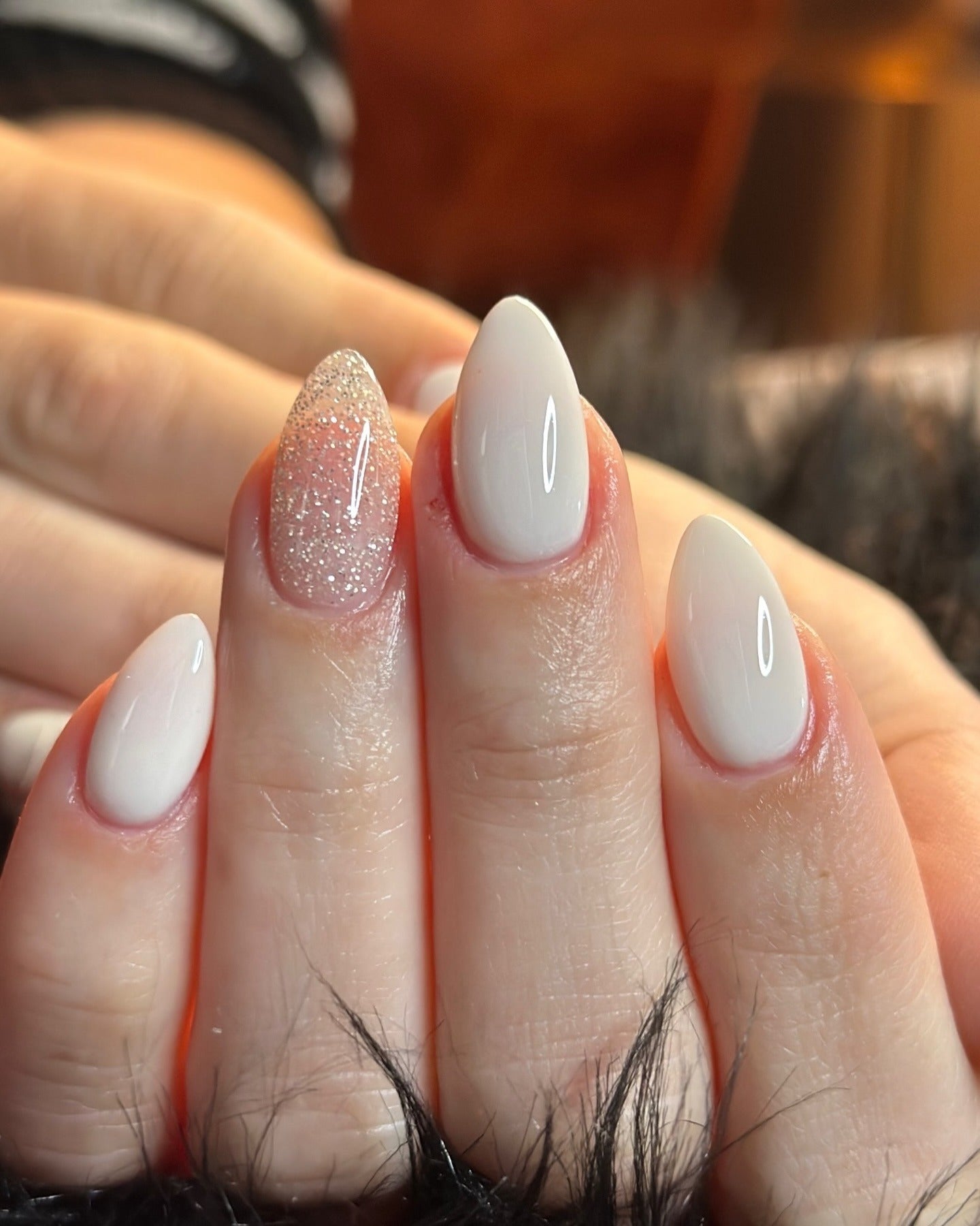 14. Milky White Dip Nails with Sparkle Accent (Dip Nail Ideas)