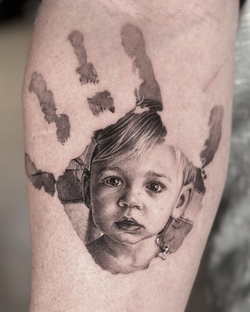 Kid Portrait & Handprint Tattoo