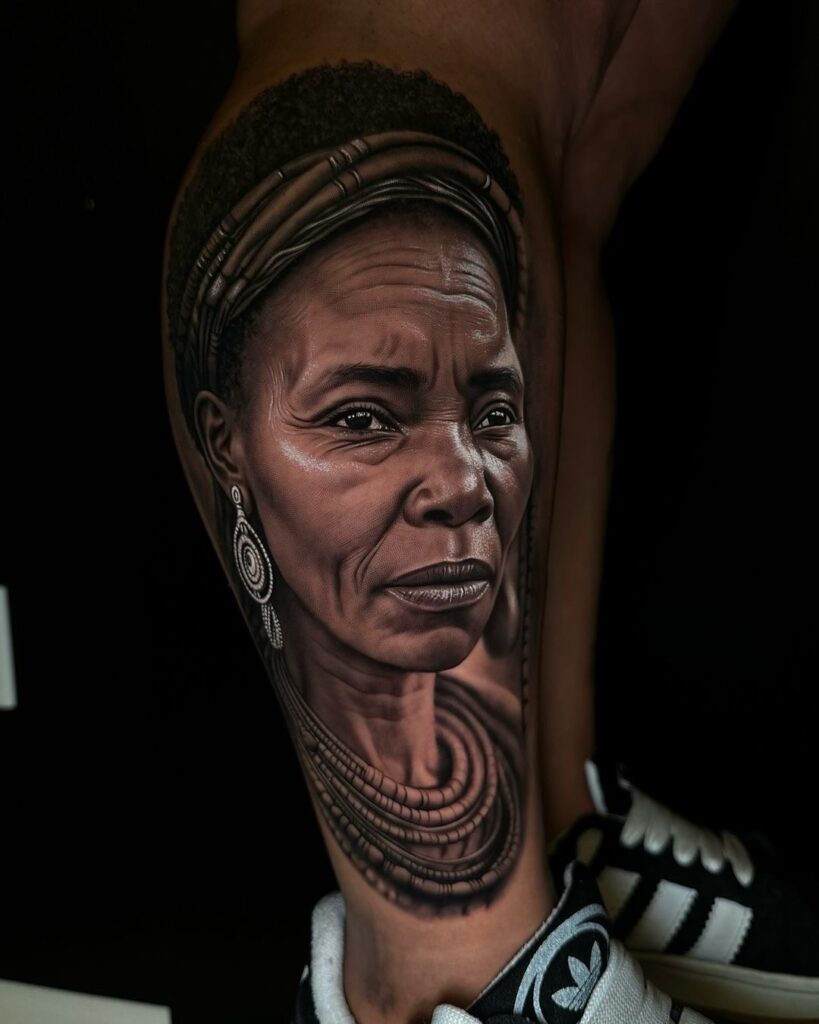 Realistic Female Portrait Tattoo