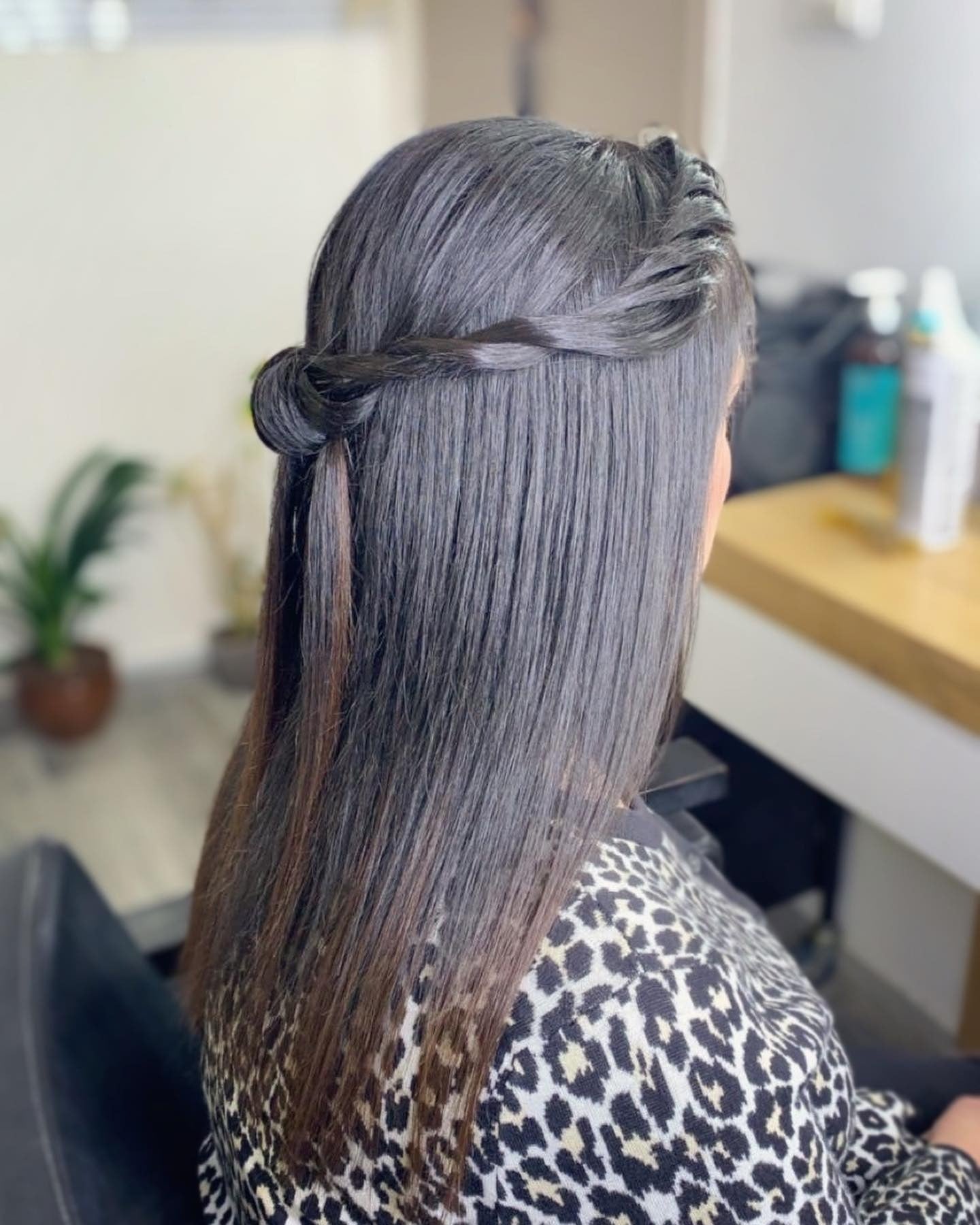 7. Half Twist on Straight Espresso Hair (Simple Hairstyles)