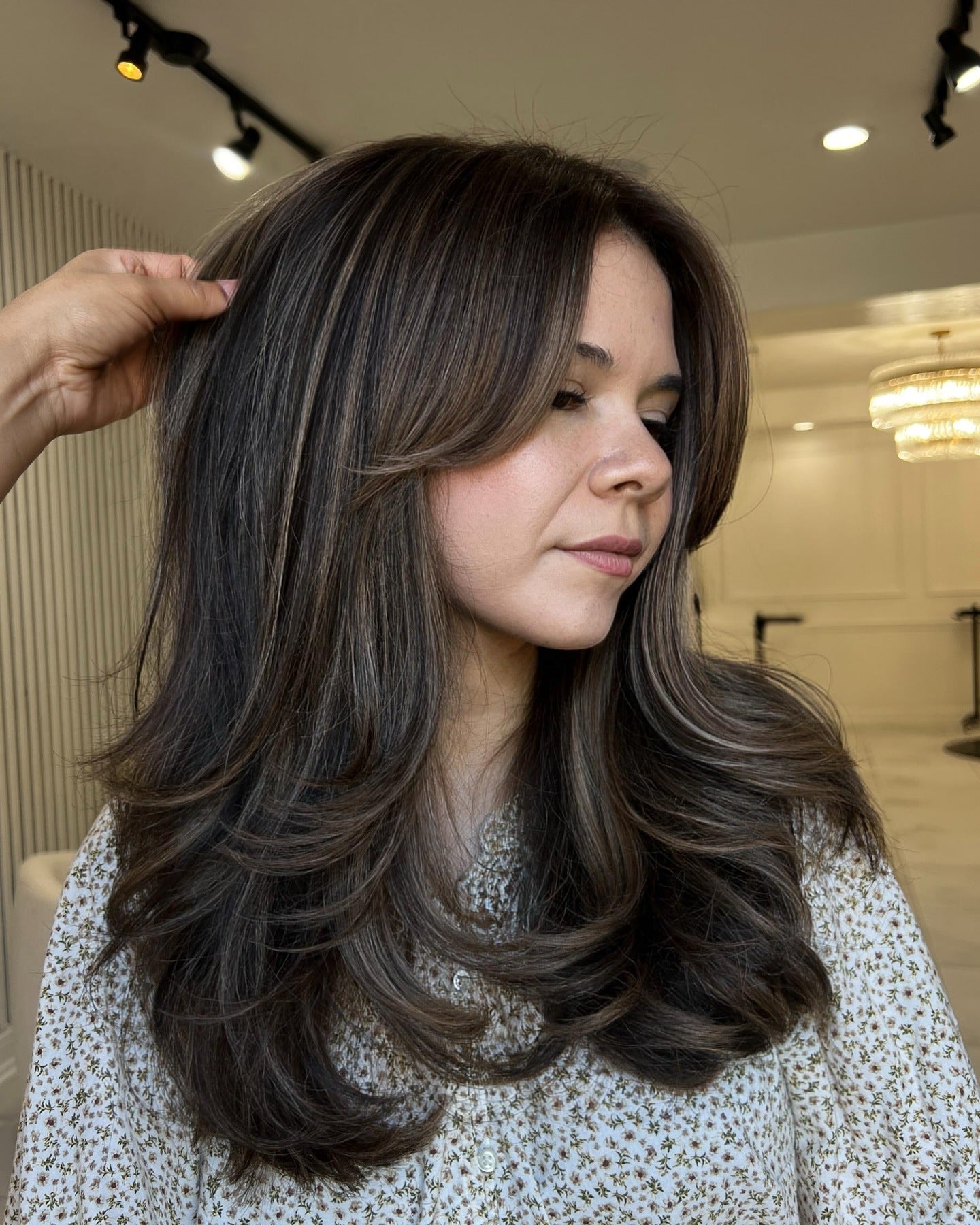 14. Ash Brown Layers with Face-Framing Bangs (Medium Haircuts With Bangs)