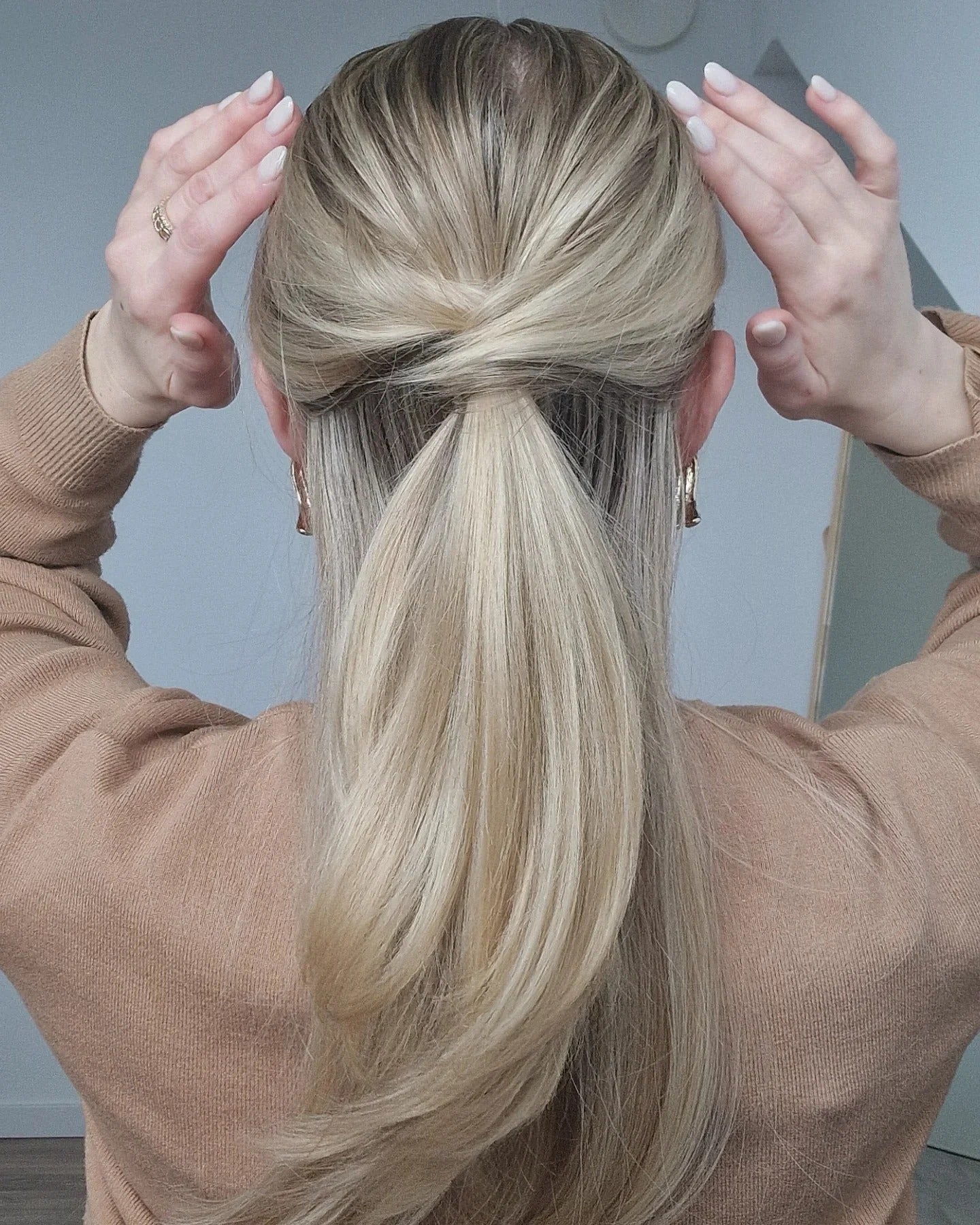 9. Wrapped Low Ponytail with Platinum Blonde (Simple Hairstyles)