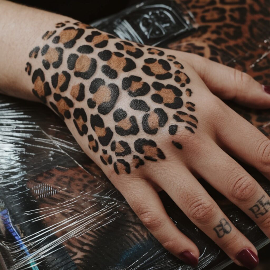 Leopard Pattern Hand Tattoo