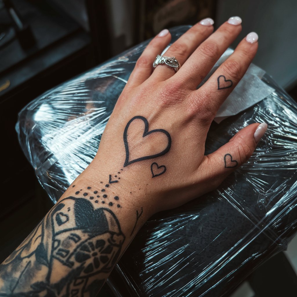 Hearts Hand Tattoo