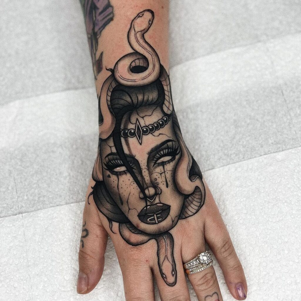 Medusa Hand Tattoo