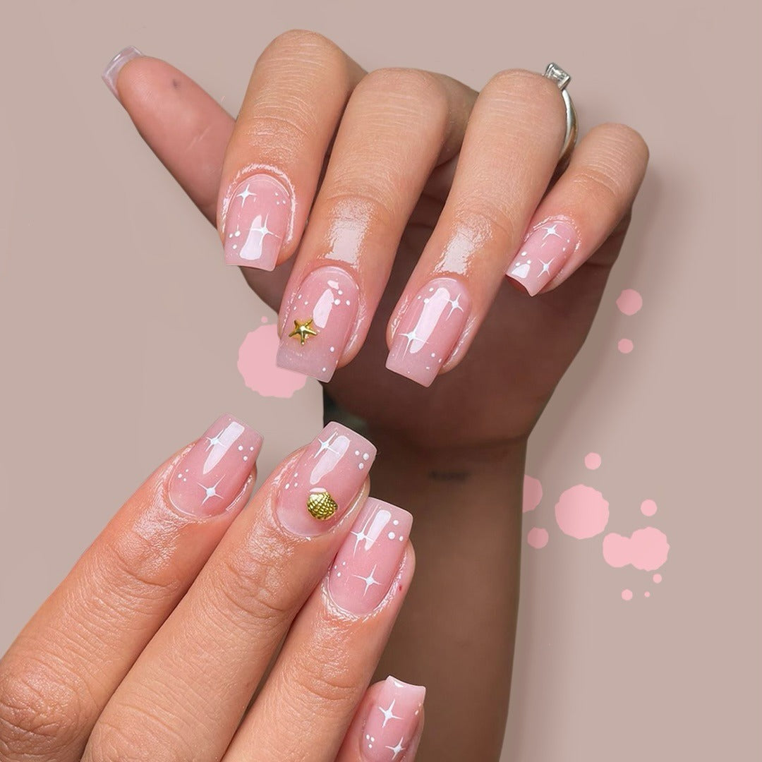 7. Subtle Stardust Pink (Office Nail Ideas)