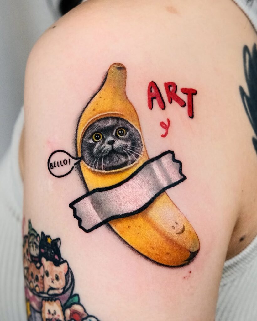 Banana Cat Duct-Taped To The Skin