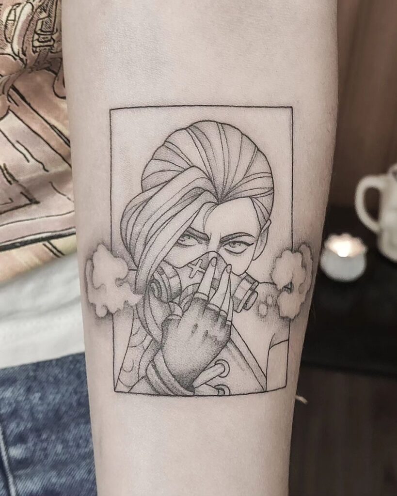 Jinx With A Gas Mask Tattoo