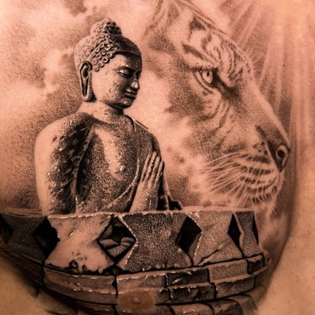 Buddha And Tiger Tattoo
