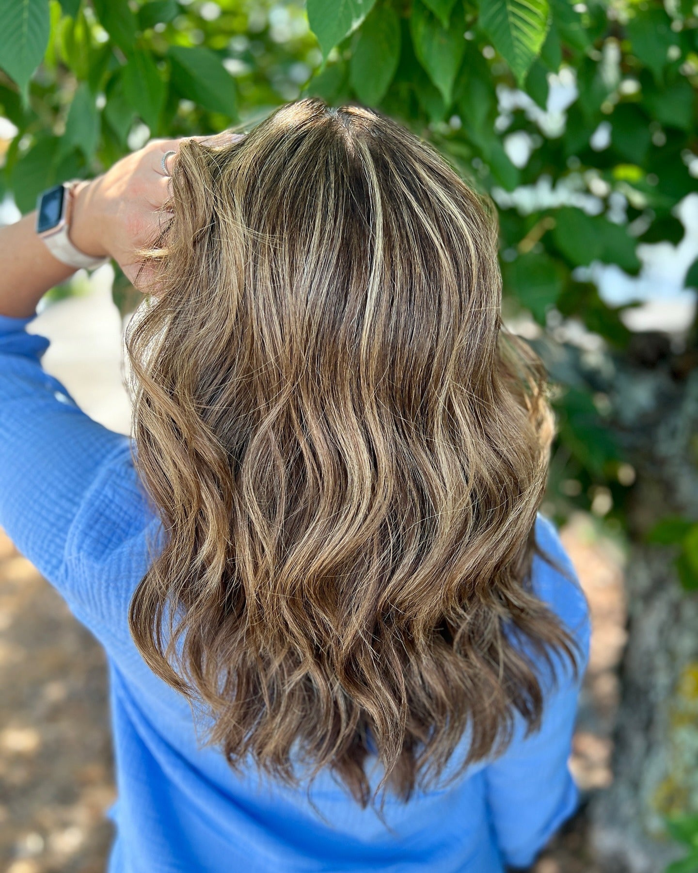13. Beachy Texture with Soft Caramel Lift (Caramel Balayage with Highlights)