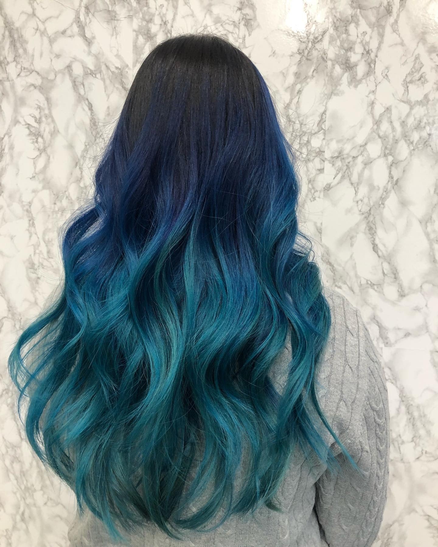 13. Midnight Blue to Teal Ombre (Teal Hair Color)
