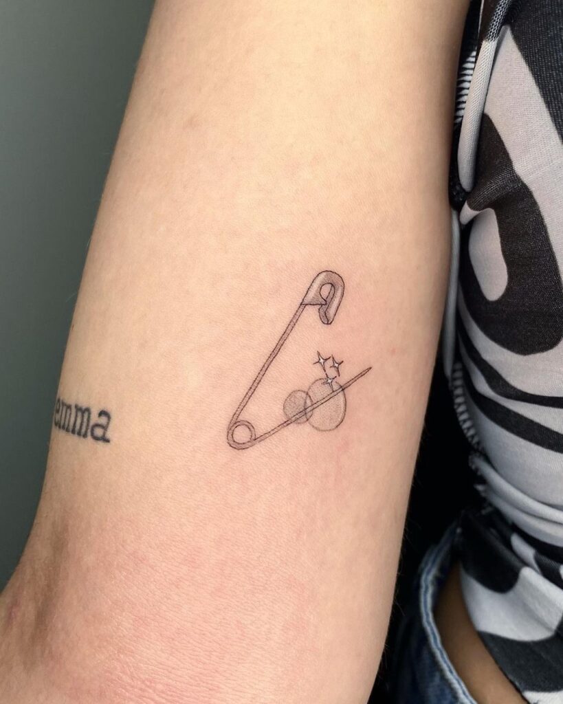 Safety Pin And Bubbles Tattoo