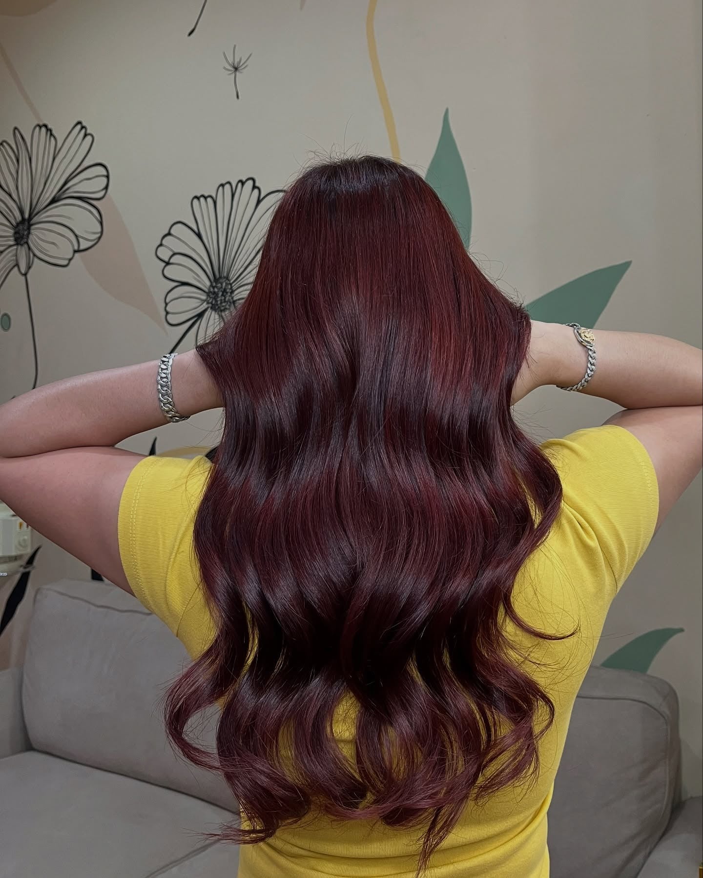 12. Long Waves in Deep Cherry Brown (Cherry Brown Hair Color)