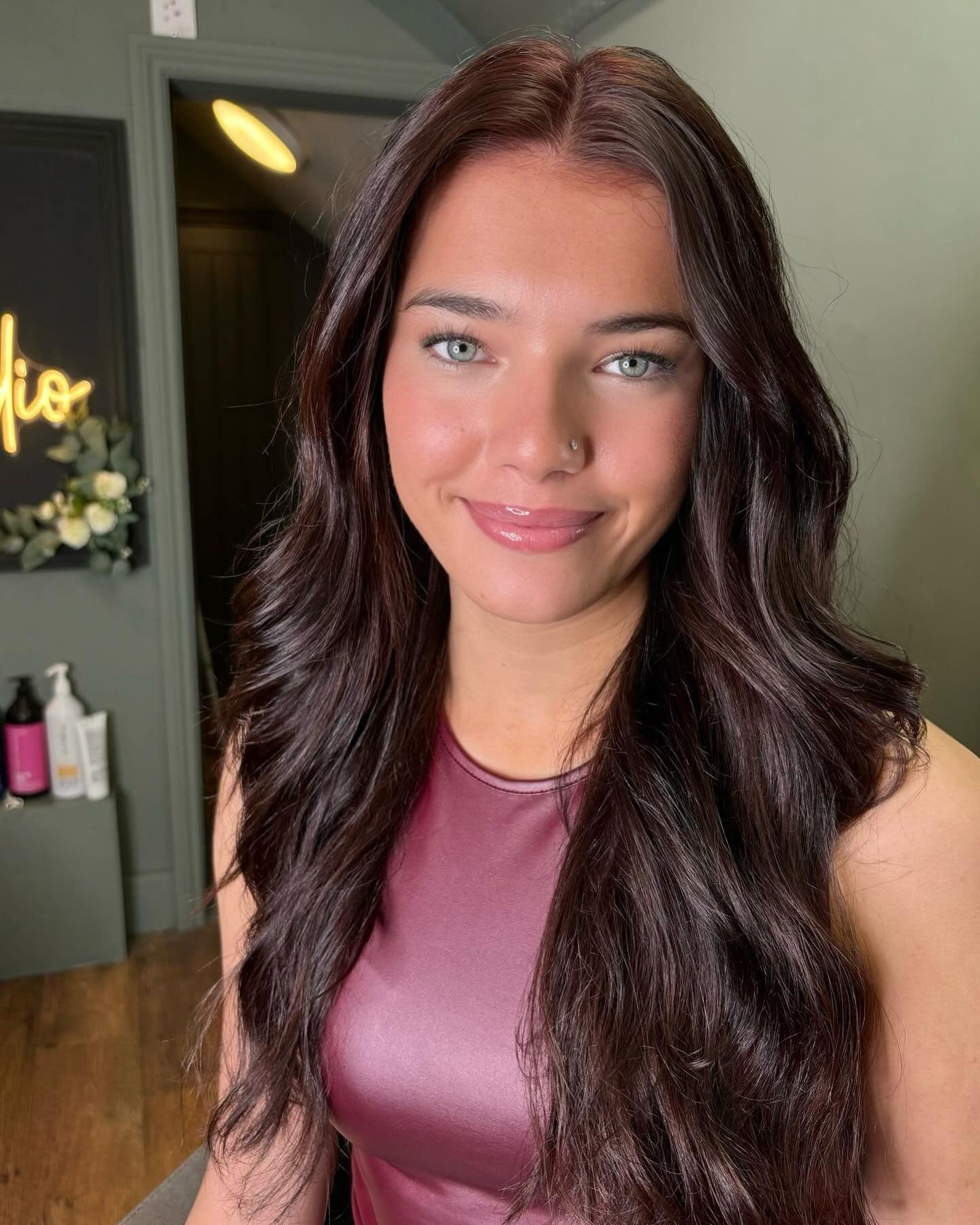 14. Dark Cherry Brown with Natural Flow (Cherry Brown Hair Color)