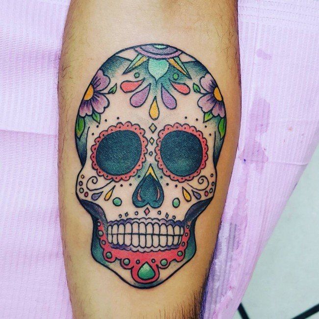 27 Colorful Sugar Skull Tattoo Designs and Meanings - TattoosWin