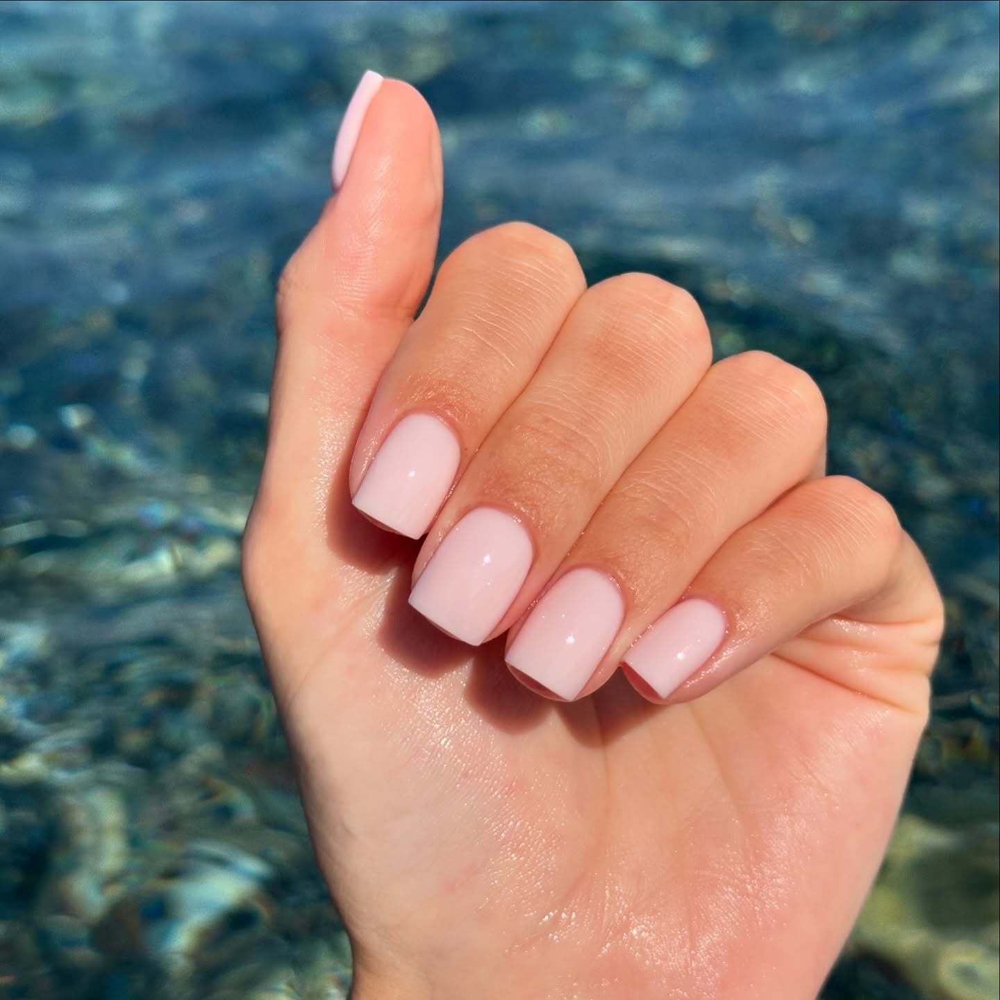 14. Milky Pink Short Squares (Classy Short Nail Ideas)