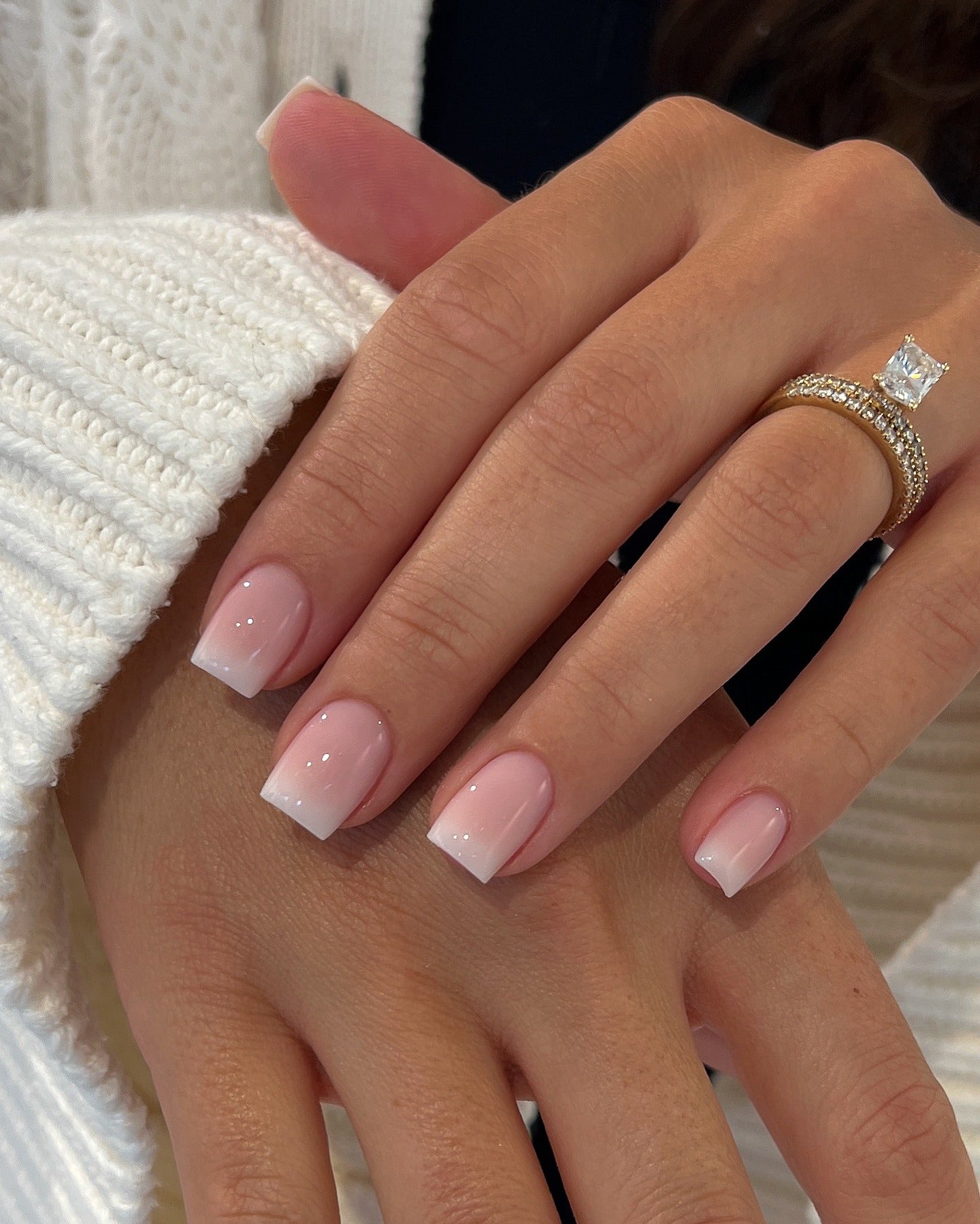 15. Soft Ombre French Fade (Classy Short Nail Ideas)