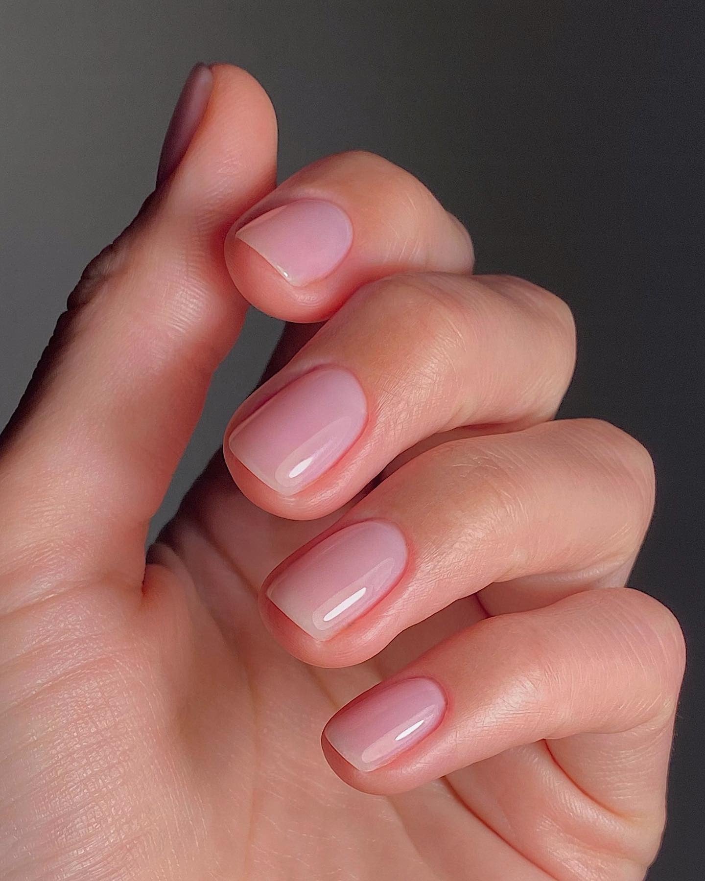14. Soft Pink Sheer Short Nails (Clear Nail Ideas)