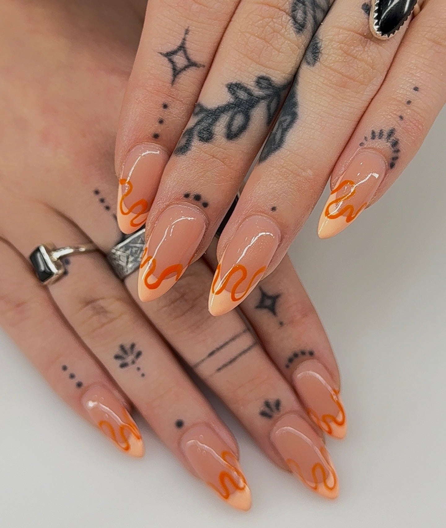 11. Neon Flame Nails in Orange Ombre (Cool Nail Ideas)