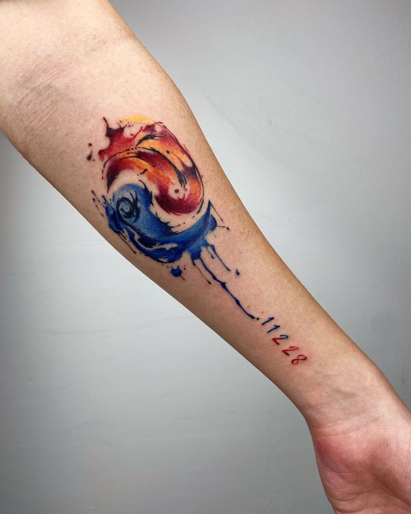 Watercolor Yin Yang Tattoo