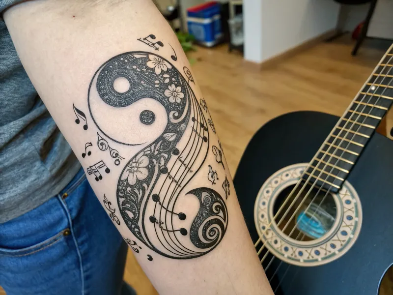 Music Yin Yang Tattoo