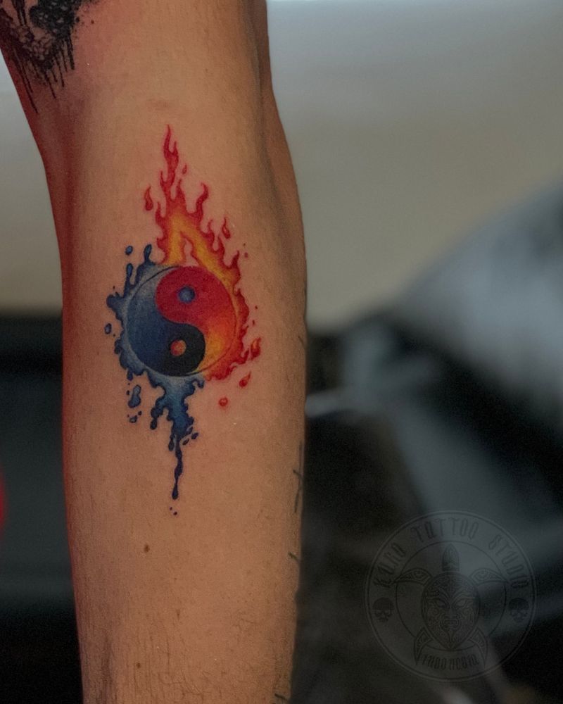 Fire and Ice Yin Yang Tattoo