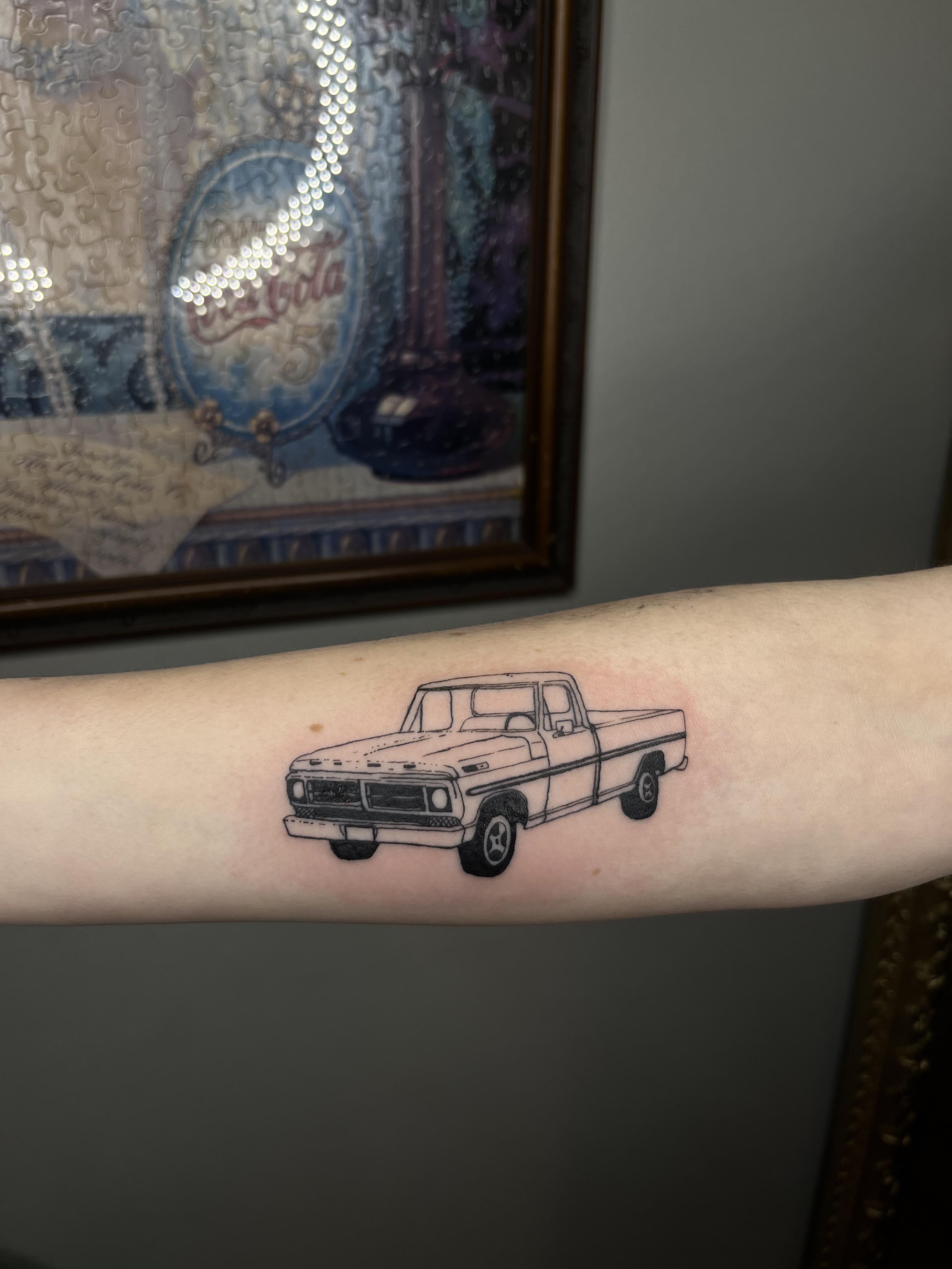 Ford F150 fine line tattoo done at Black Sheep Tattoo in Tacoma ...