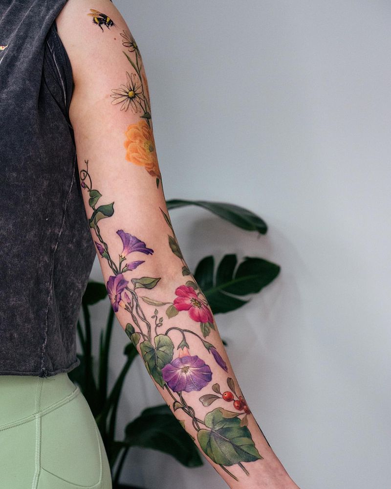 Floral Arm Wrap Tattoo