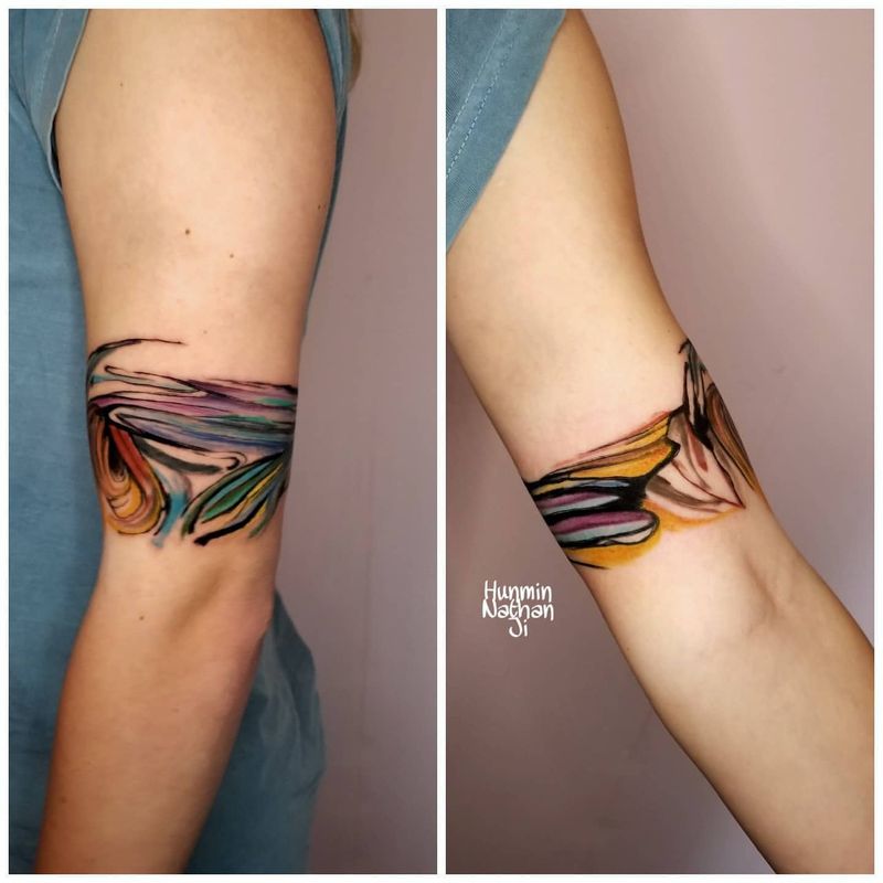 Watercolor Arm Wrap Tattoo