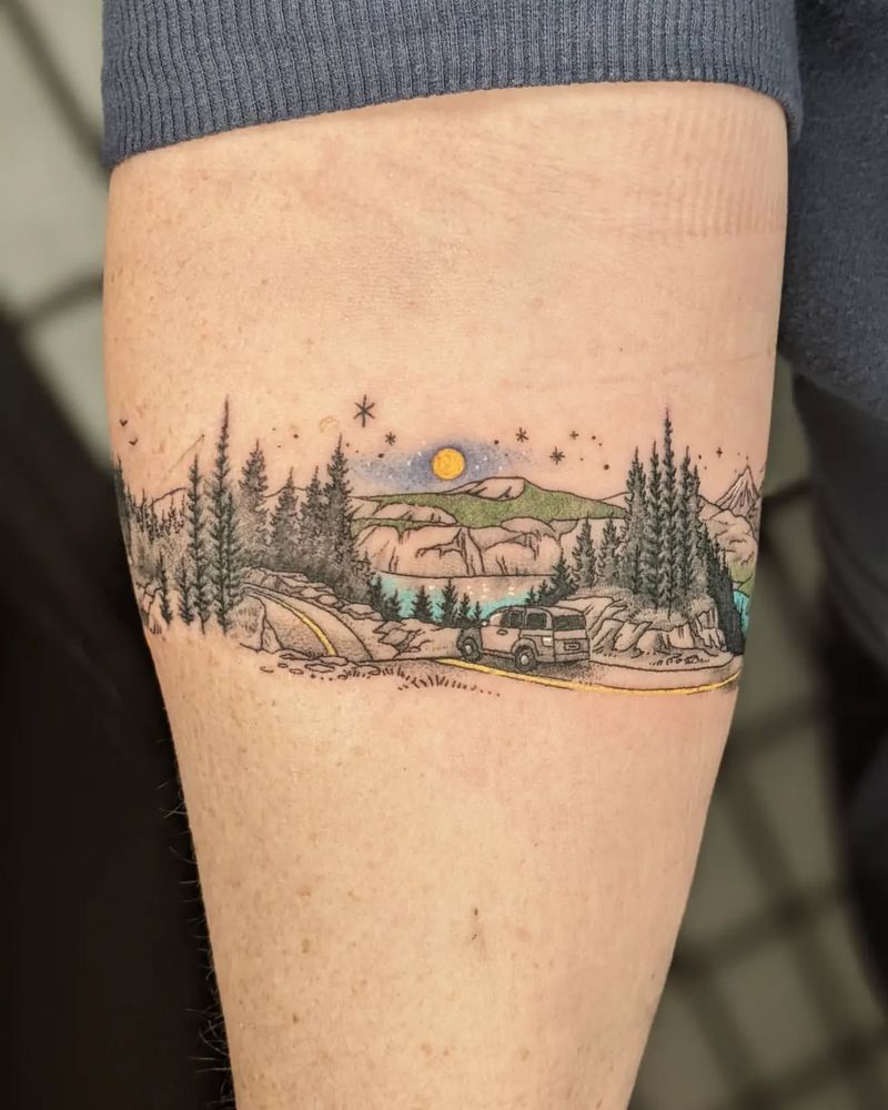 Nature Scene Arm Wrap Tattoo